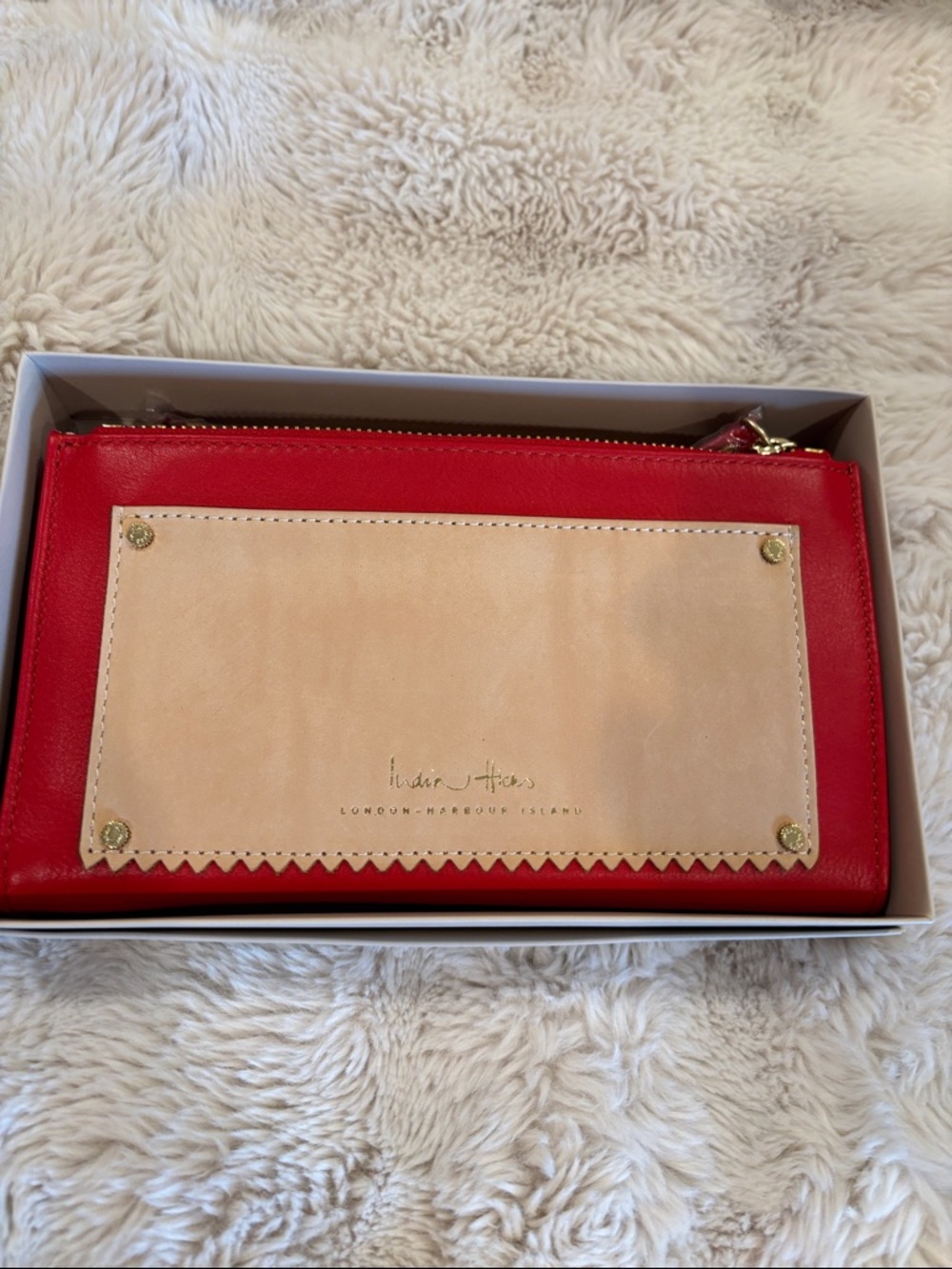 India Hicks Red/Beige Women’s Leather ‘The Takeout’ Wallet/Clutch -